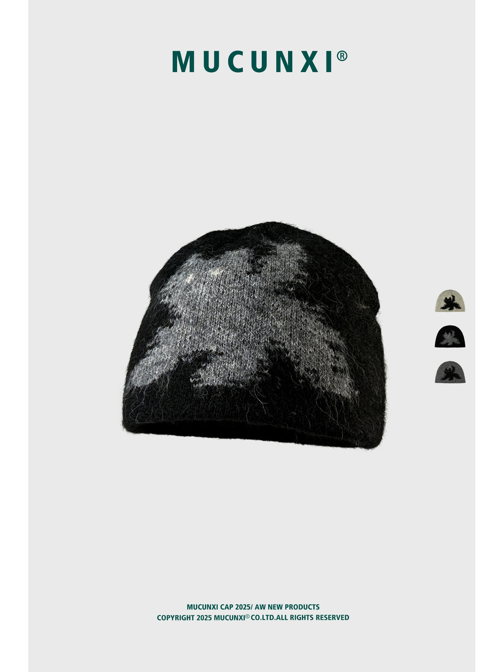 MUCUNXI Jacquard Kitten Knit Beanie