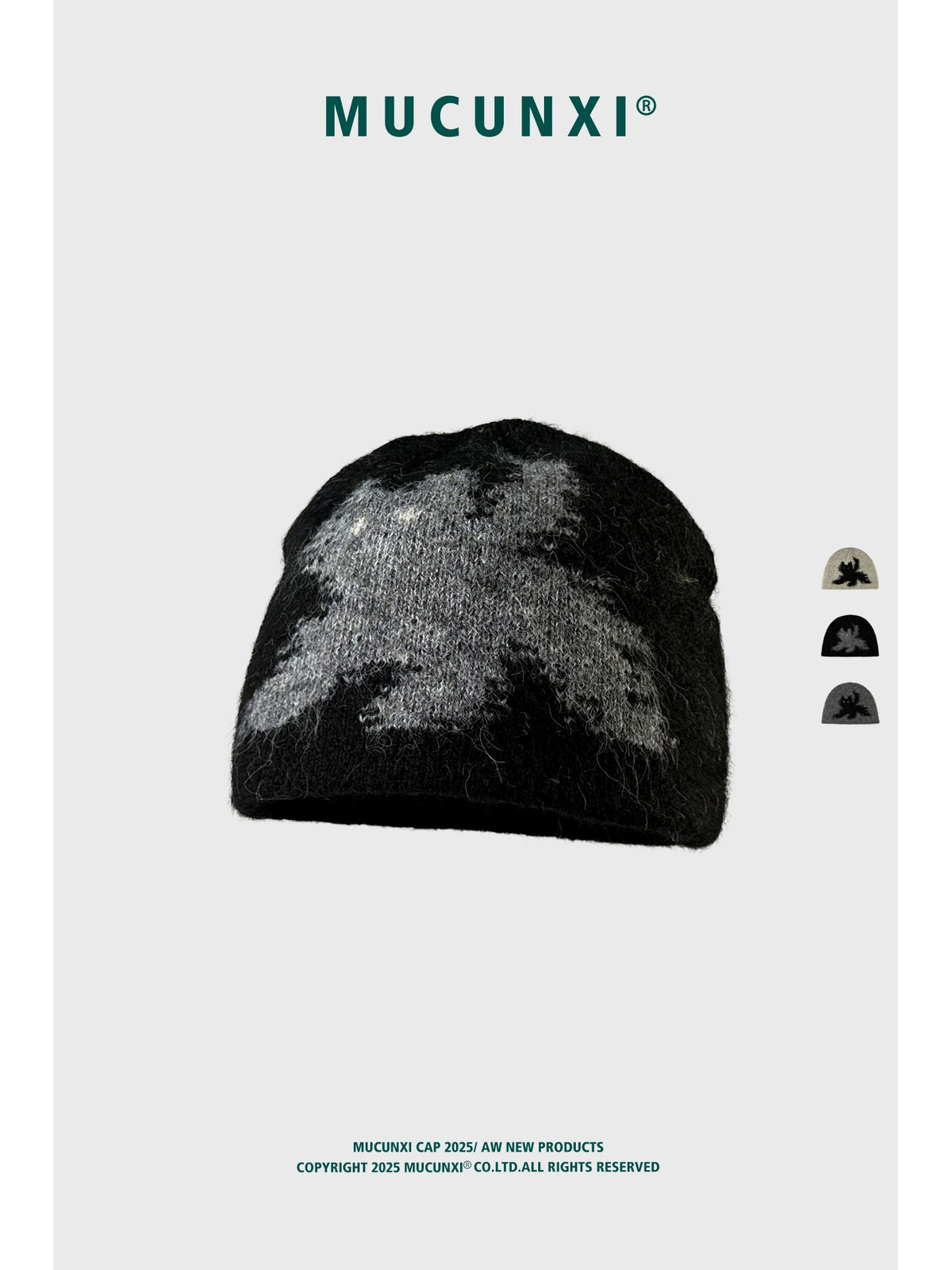 MUCUNXI Jacquard Kitten Knit Beanie