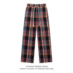 HTTAOSUP Retro Plaid Wide-Leg Pants