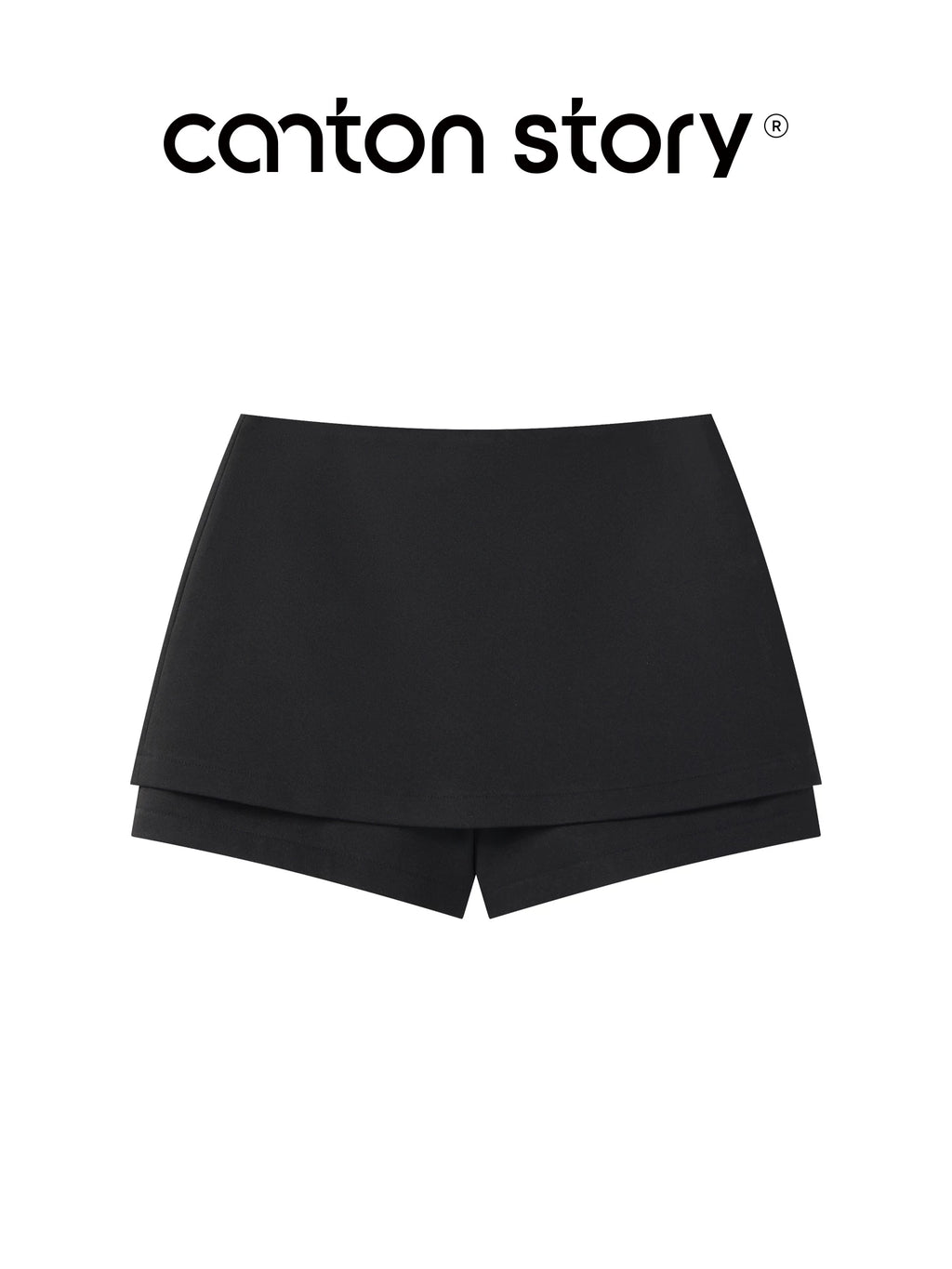 cantonstory Retro Gray High Waist Faux Two Piece Skirt Pants