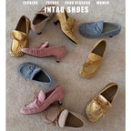 INTAO French Ballet Thick Heel Bow Shoes