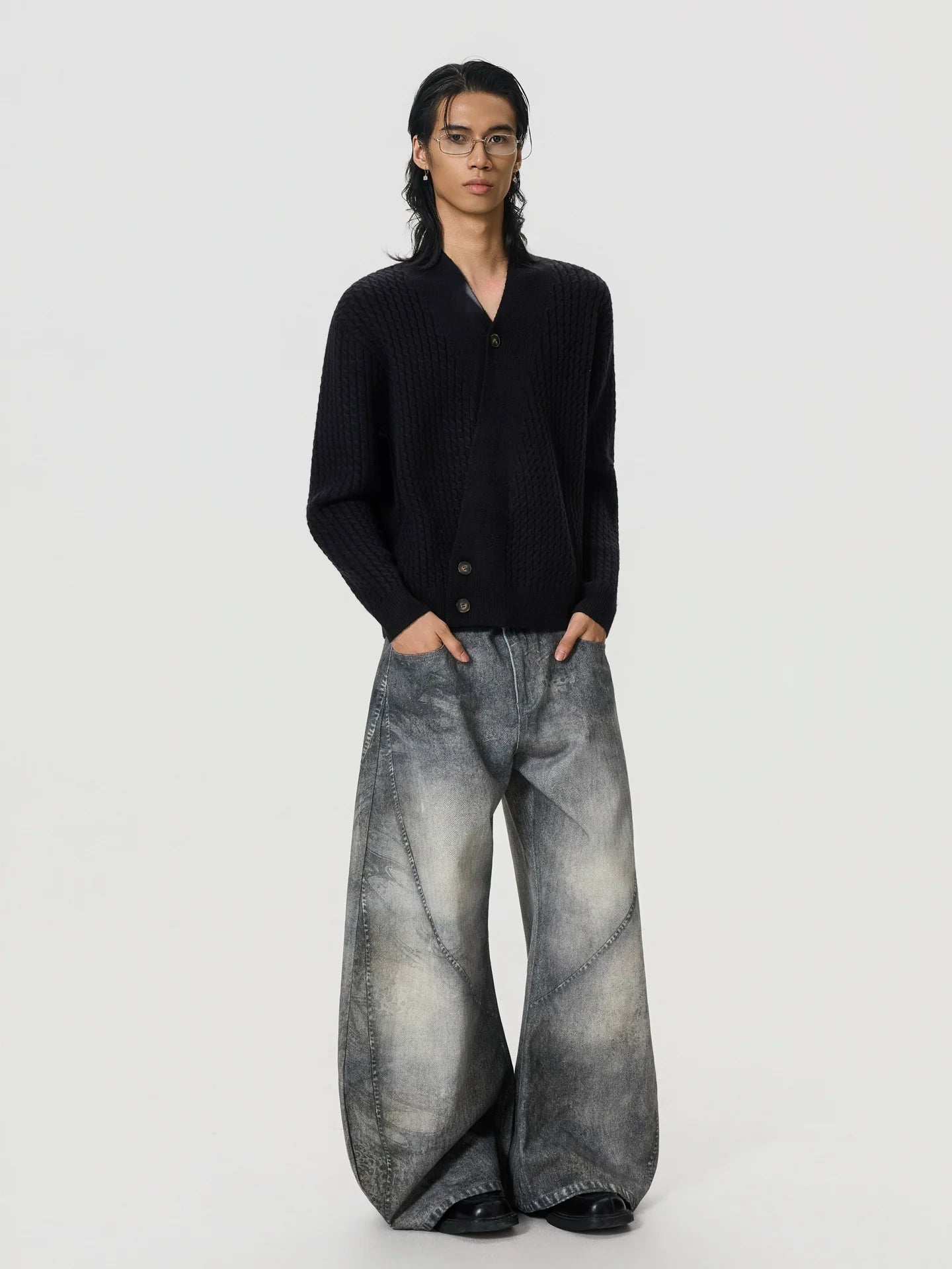 BTSG Vintage V-Neck Slack Cardigan Sweater Jacket