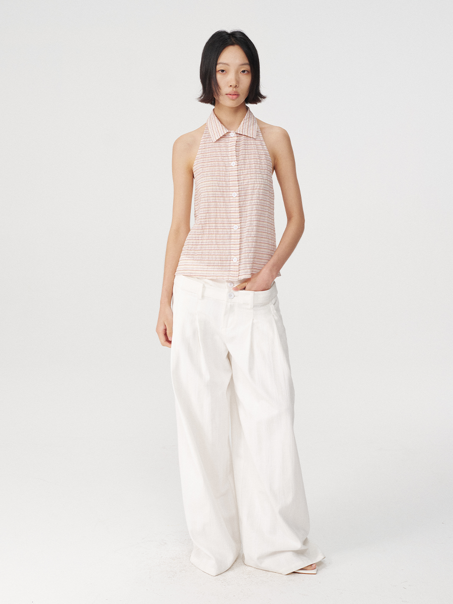 JCAESAR Striped Neck-hanging Sleeveless Shirt