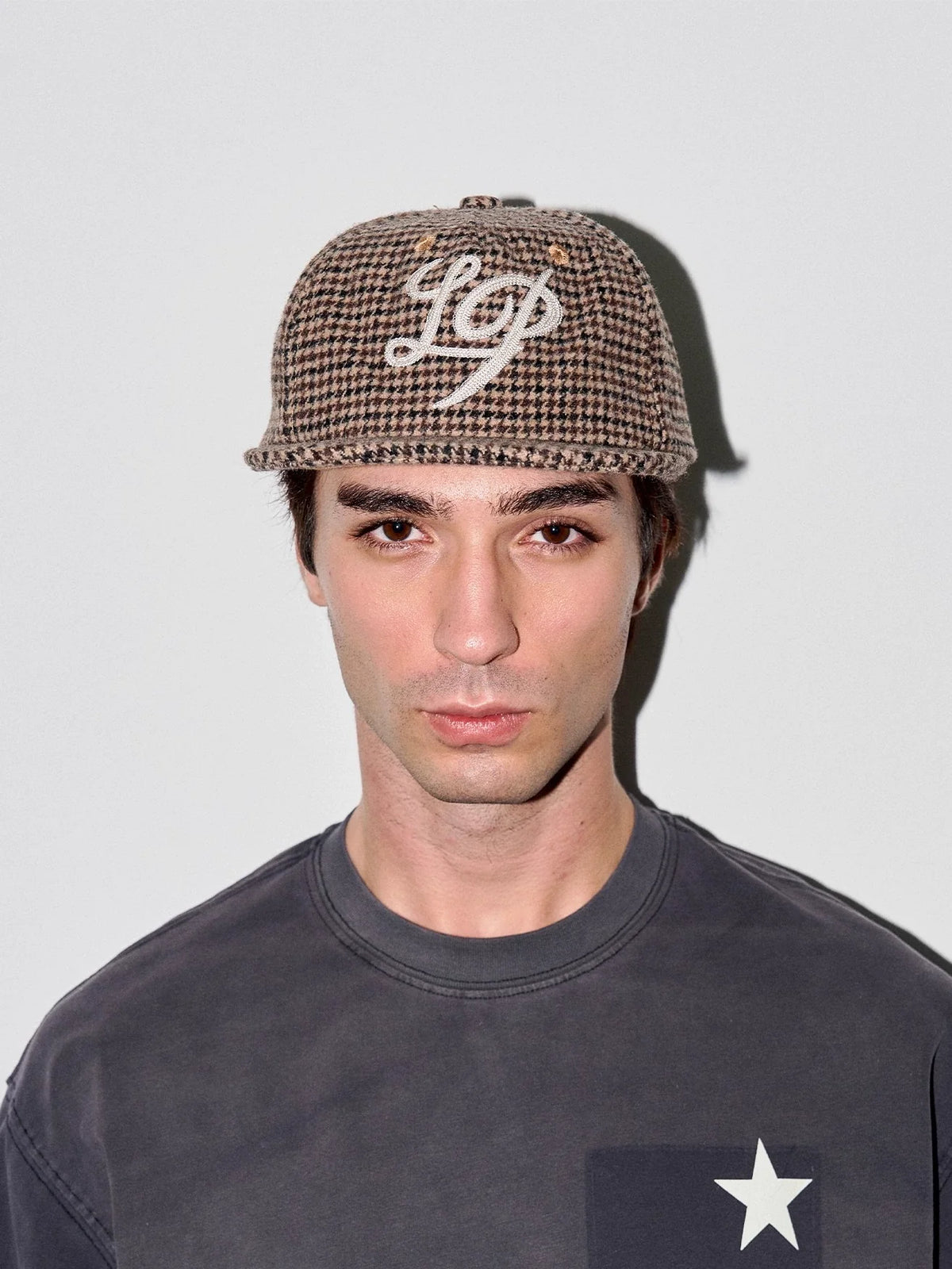 LIBERAFIT Wool Thousand Bird Grid Chain Embroidered Baseball Cap