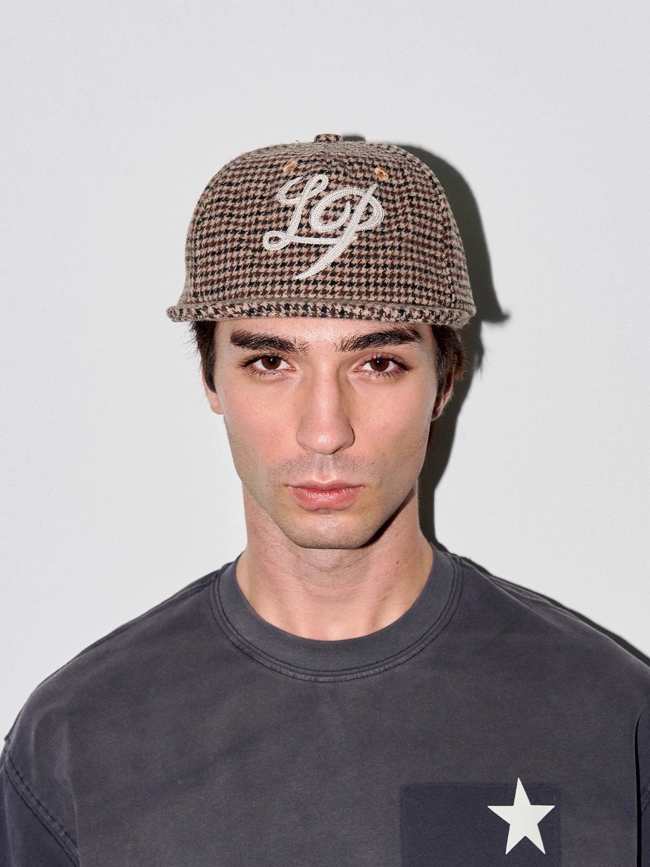 LIBERAFIT Wool Thousand Bird Grid Chain Embroidered Baseball Cap