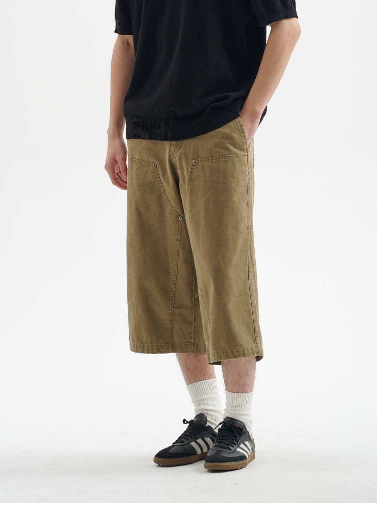 BUTTBILL 25SS Urban Safari Vintage Commuter Japanese Leaven Wash Logging Tooling Capris Shorts