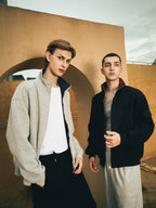 sostine Contrast Cardigan Double Zipper Jacket