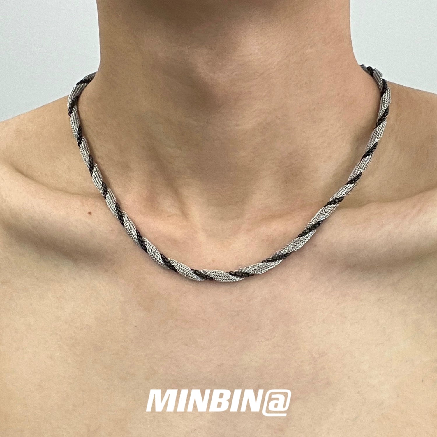 Black Silver Twist Rope Titanium Steel Clavicle Necklace