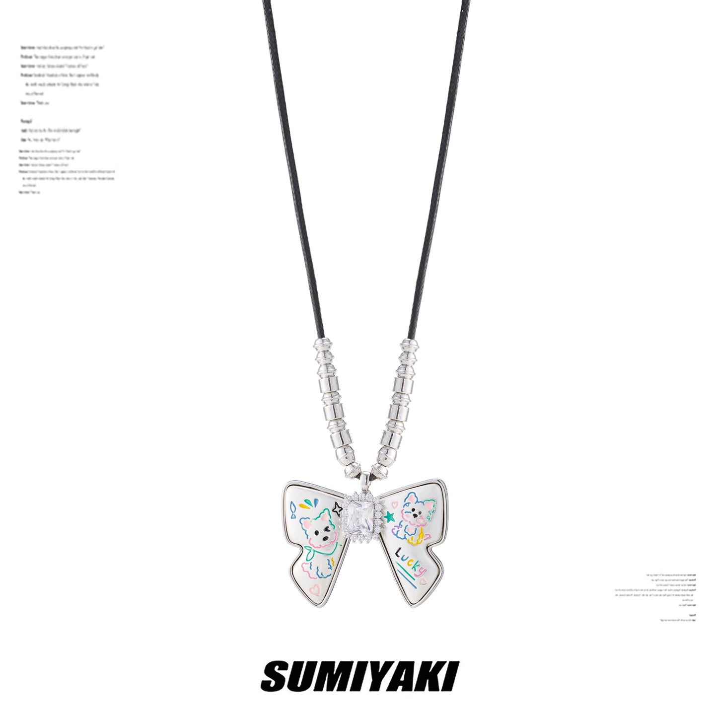 Cute Pet Graffiti Bow Sweater Necklace