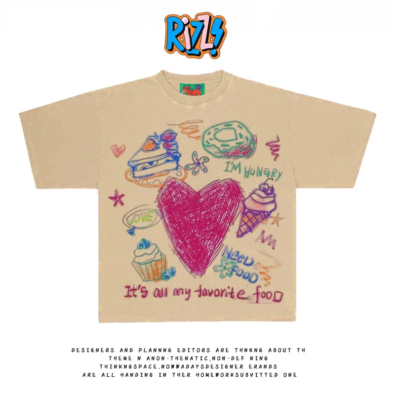 GOODGOD Heavyweight Pure Cotton Dessert Design T-Shirt