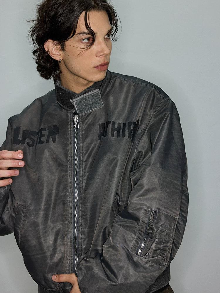 ATHIRI Washed Dyed Bomber Cotton MA1 Flight Jacket