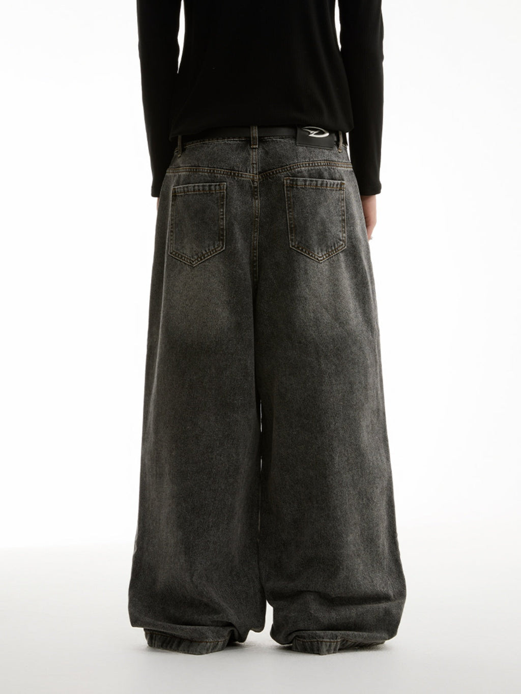 FUNKYFUN Big Moon Bag Mouth Design Washing Water Old Jeans