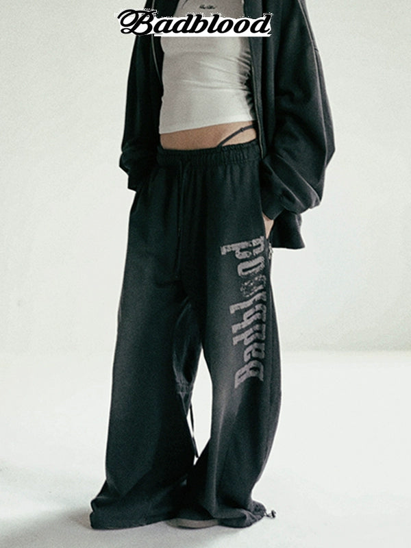 BADBLOOD High-Waist Loose Wide-Leg Sweatpants