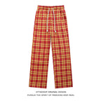 HTTAOSUP Retro Plaid Wide-Leg Pants
