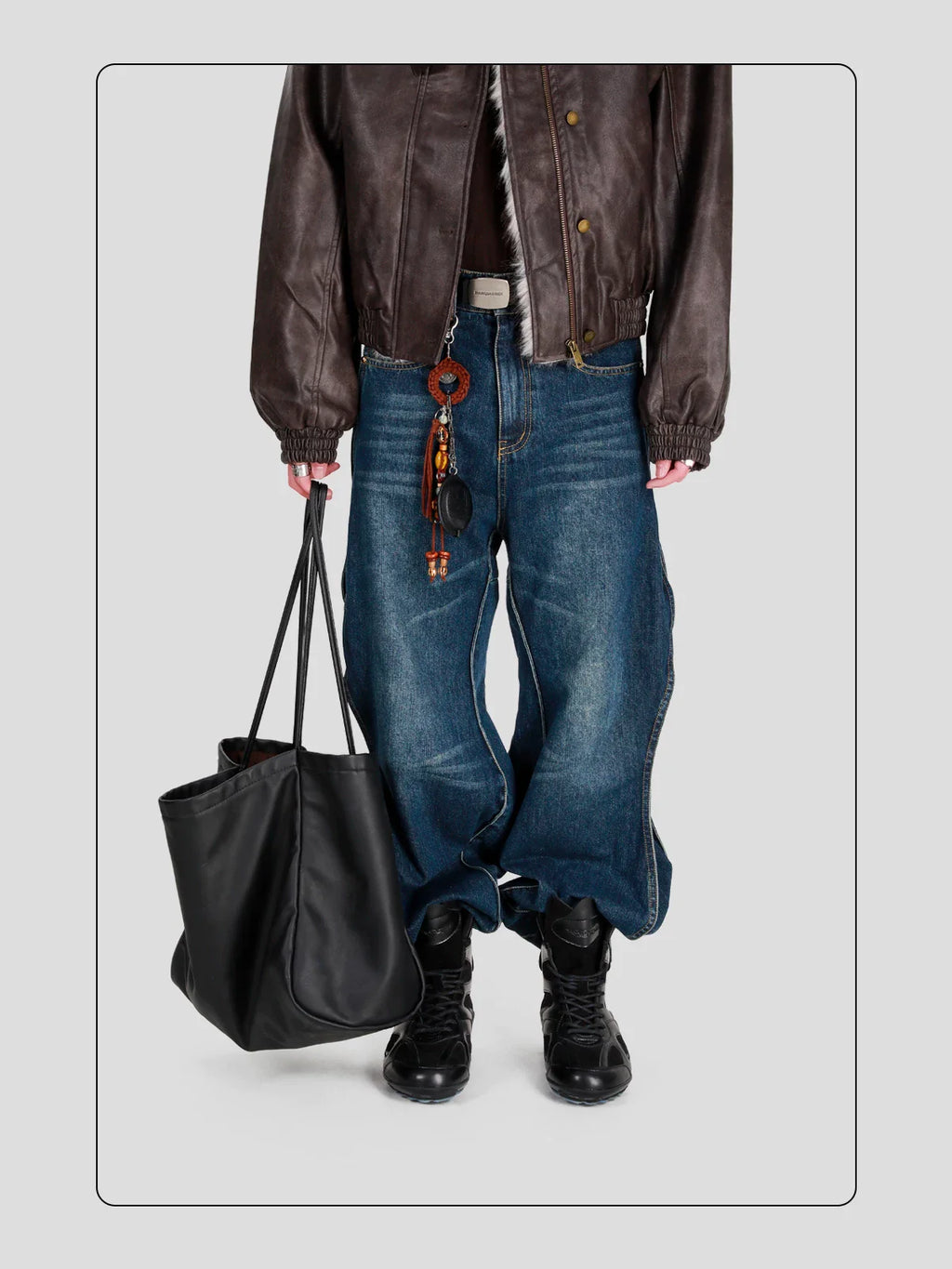 HANQIAORJI Splicing High-top Black Boxing Boots