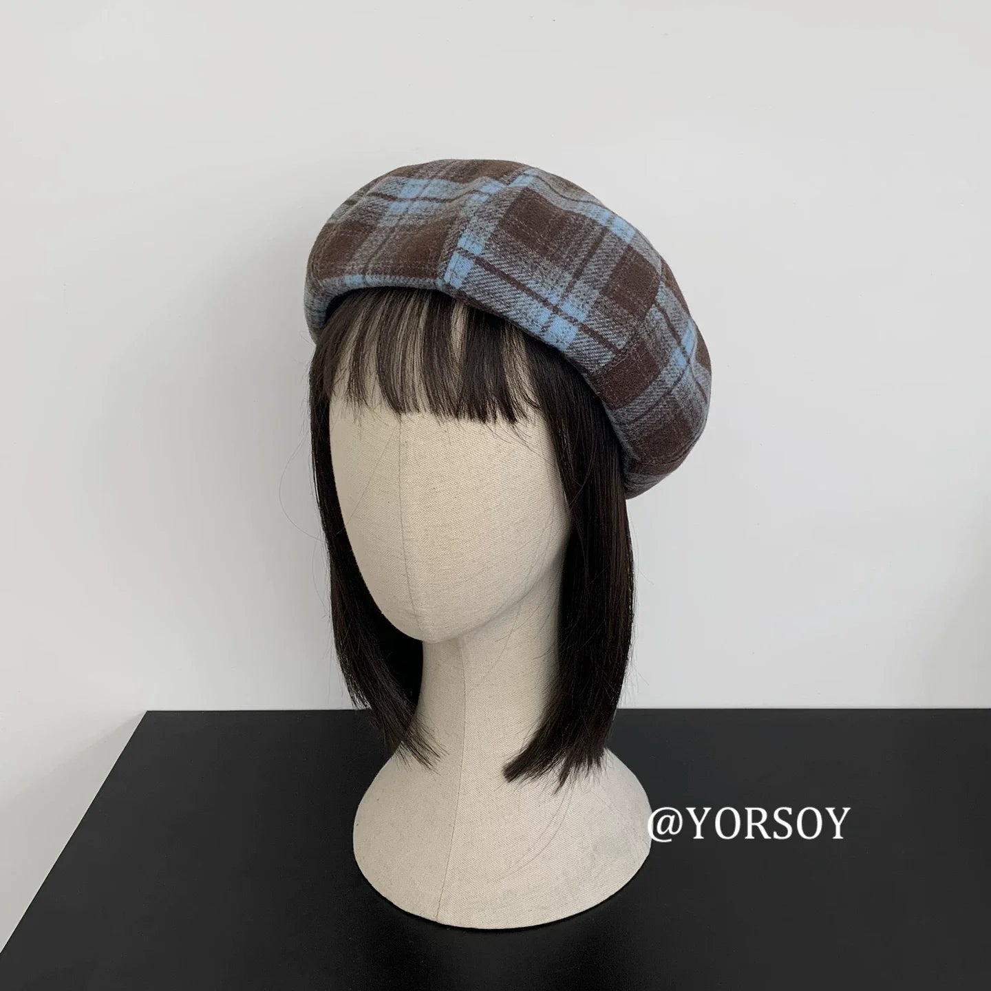 YORSOY Vintage College Plaid Beret
