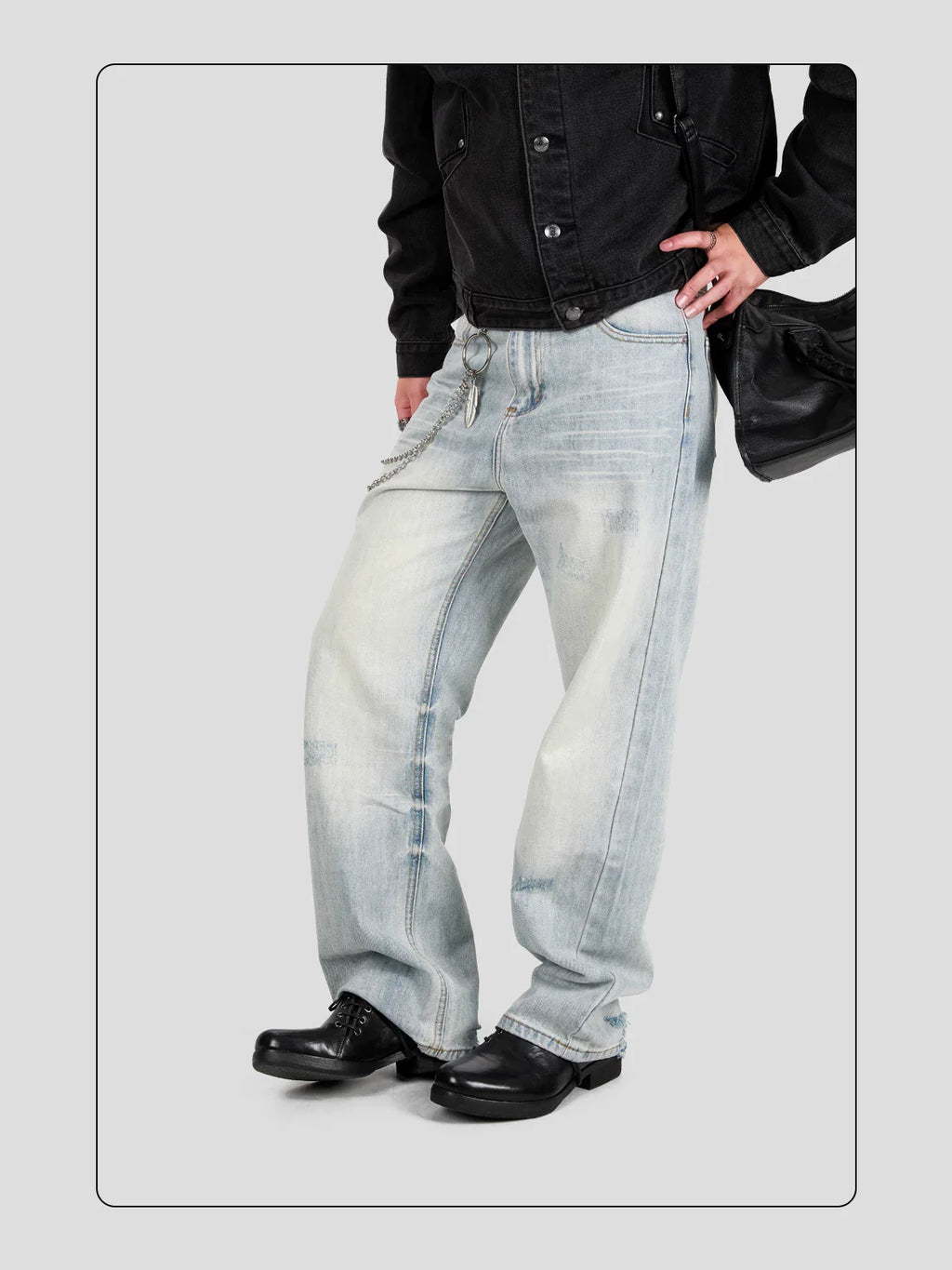 HANQIAORJI Diagonal Lace-up Horse Leather Pointed Leather Shoes