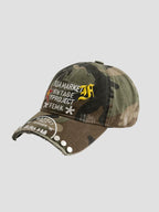 Fleamarket Camouflage Cap Embroidered Curved Brim Rivet Baseball Cap