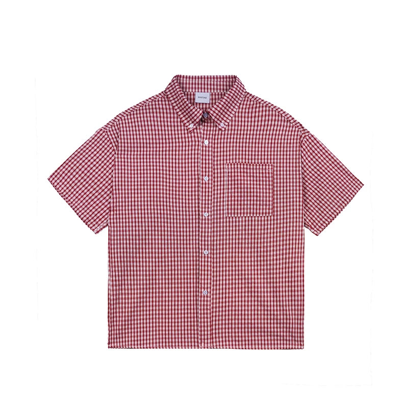 SOSTINE Retro Plaid Short Sleeve Shirt