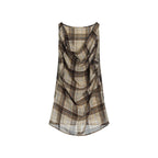 FUNKYFUN Vintage Plaid Pleated Sleeveless Vest