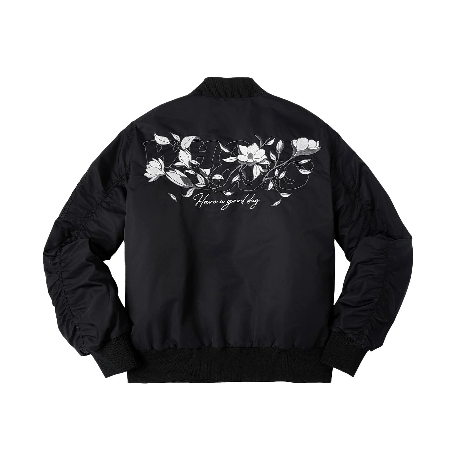 WHOOSIS Floral Embroidery MA1 Thin Cotton Jacket
