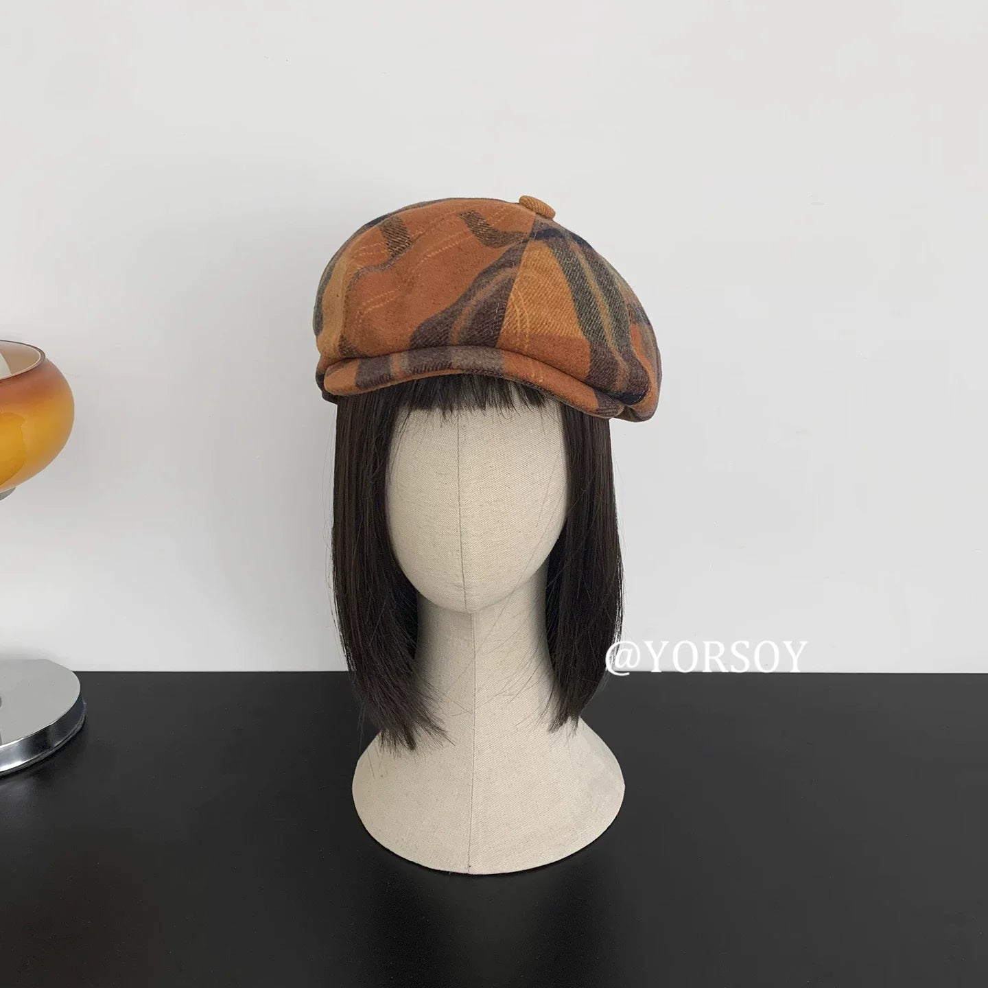 YORSOY Vintage College Plaid Thermal Beret