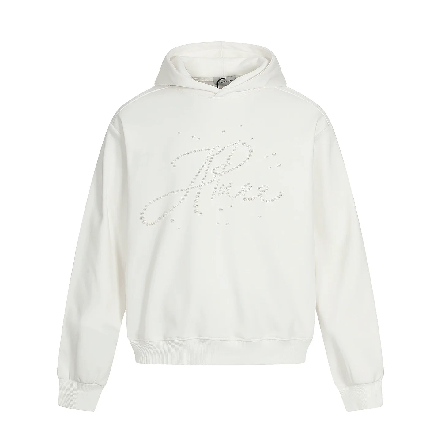 A PUEE Letter Pearl Short Front Shoulder Ruffian Sweater