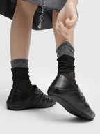 Pu Chen PUCH Pleated Square Toe Ballet Shoes