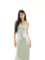 Zero Heavy Sequins Cinched Waist Slip Dress