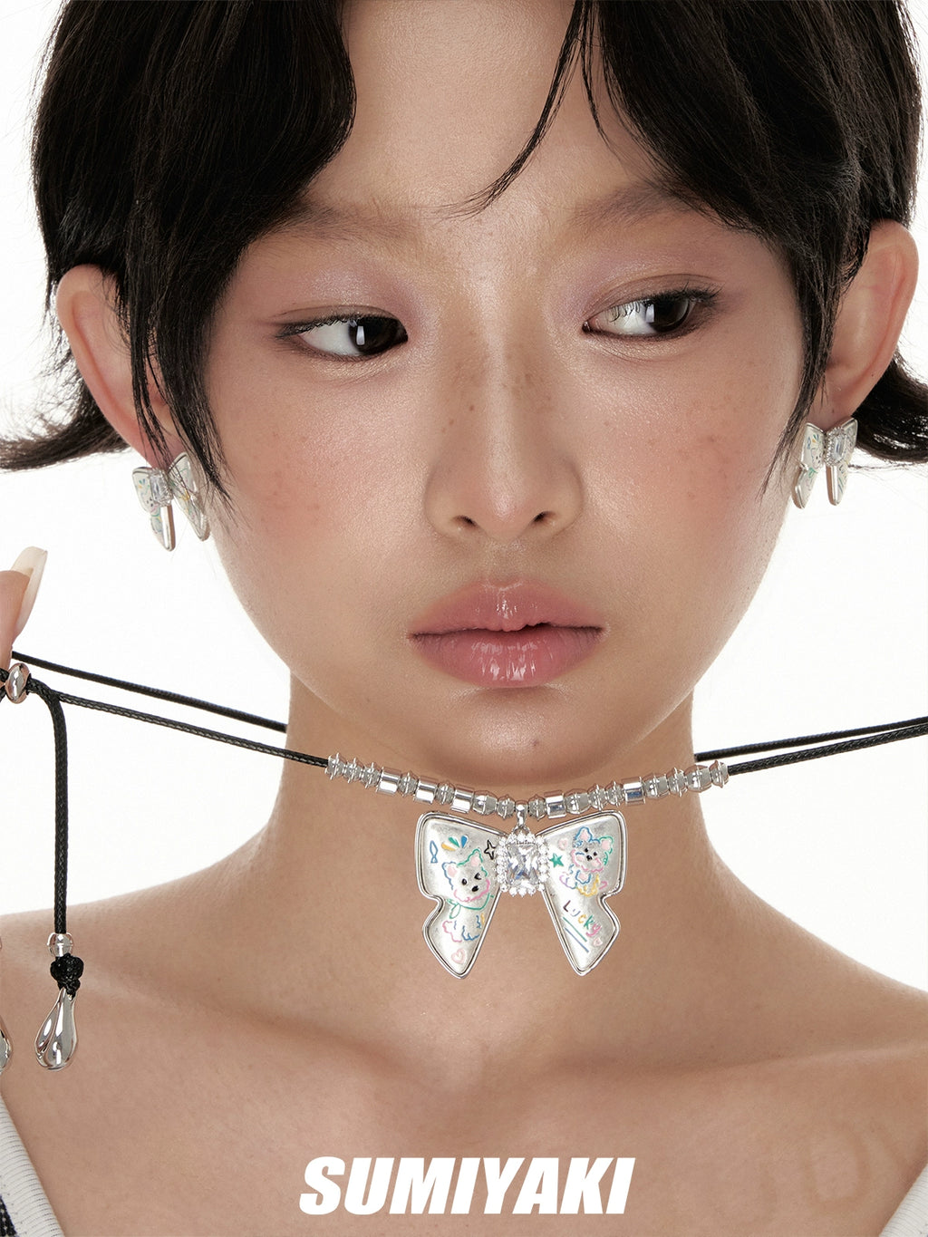 Cute Pet Graffiti Bow Sweater Necklace