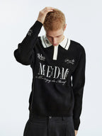 MEDM Contrasting Casual Monogram Embroidered Lapel Knit