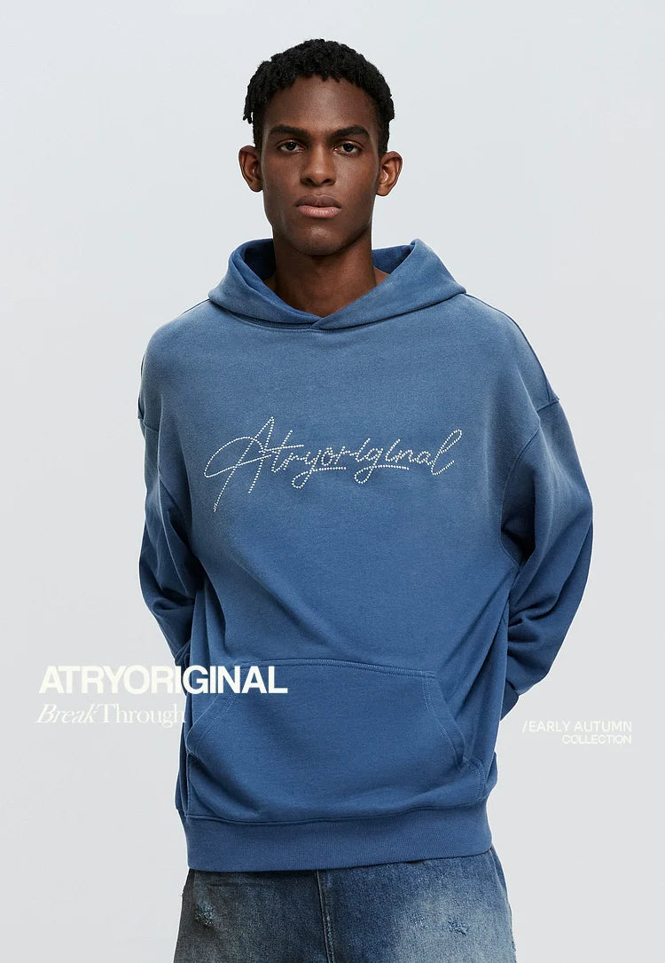 ATRY Flower LOGO Gradual Change Washed Sweater