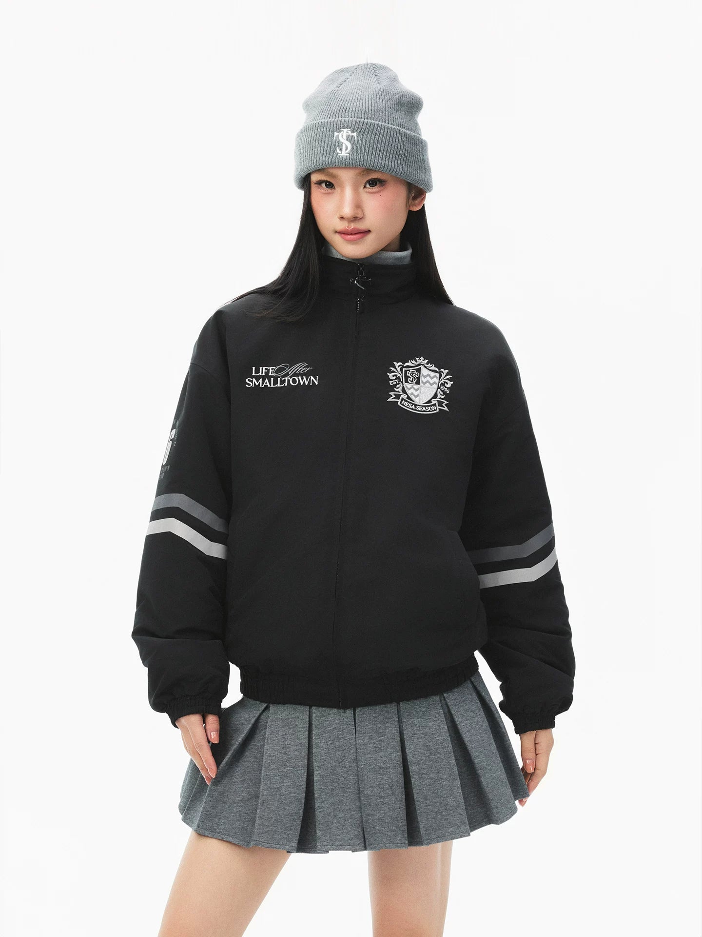 STK SmallTownKid Racing Badge Spliced Cotton Jacket