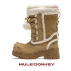 Donkey Velvet Mid Calf Cotton Martin Boots