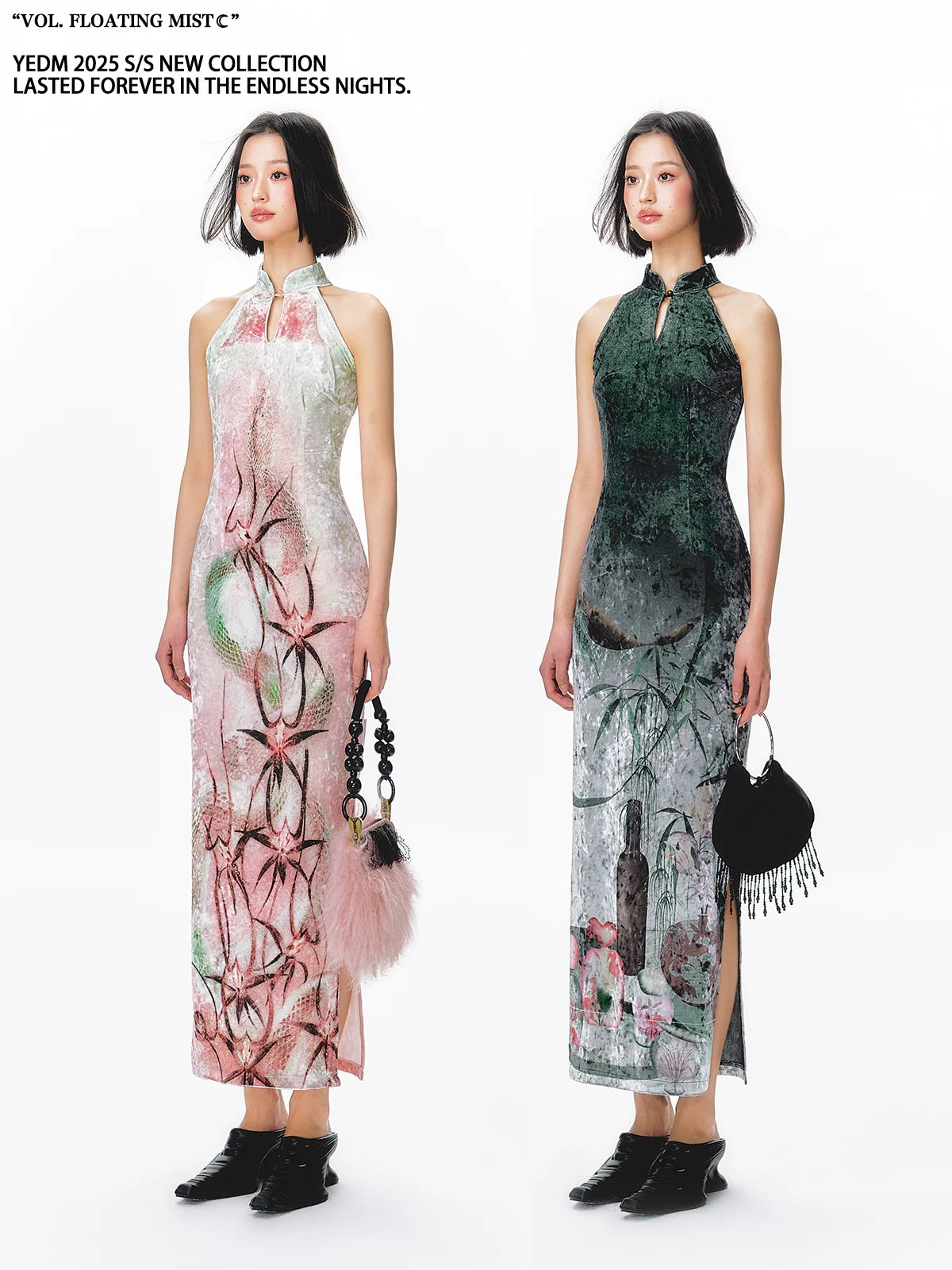 YEDM Retro Velvet Cheongsam Dress