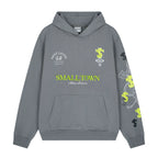 STK SmallTownKid Cross Patch Leather Hooded Sweatshirt