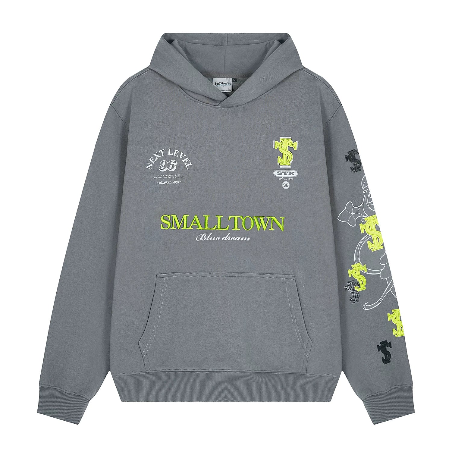 STK SmallTownKid Cross Patch Leather Hooded Sweatshirt