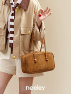 Neeley Suede Beaded Boston Shoulder Bag