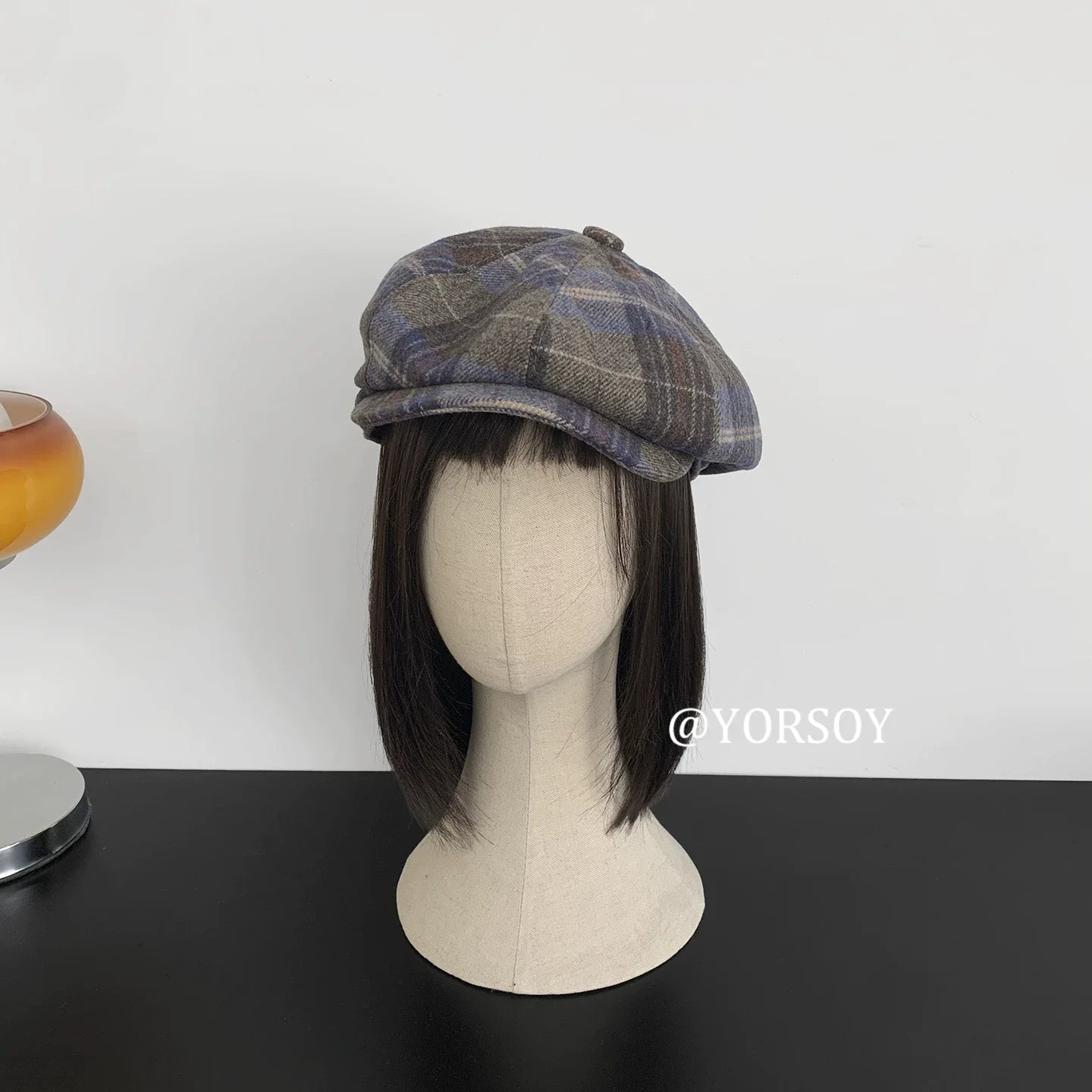 YORSOY Vintage College Plaid Thermal Beret