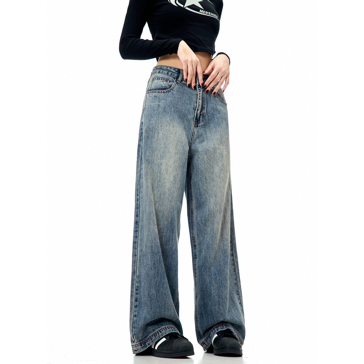 11KN Retro Straight Loose Versatile Jeans