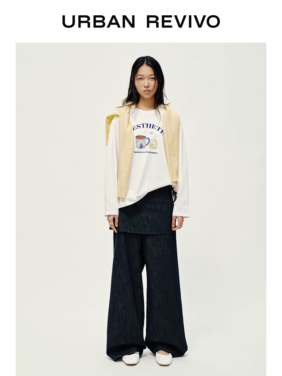 Urban Revivo Lace Up Culottes Wide Leg Jeans