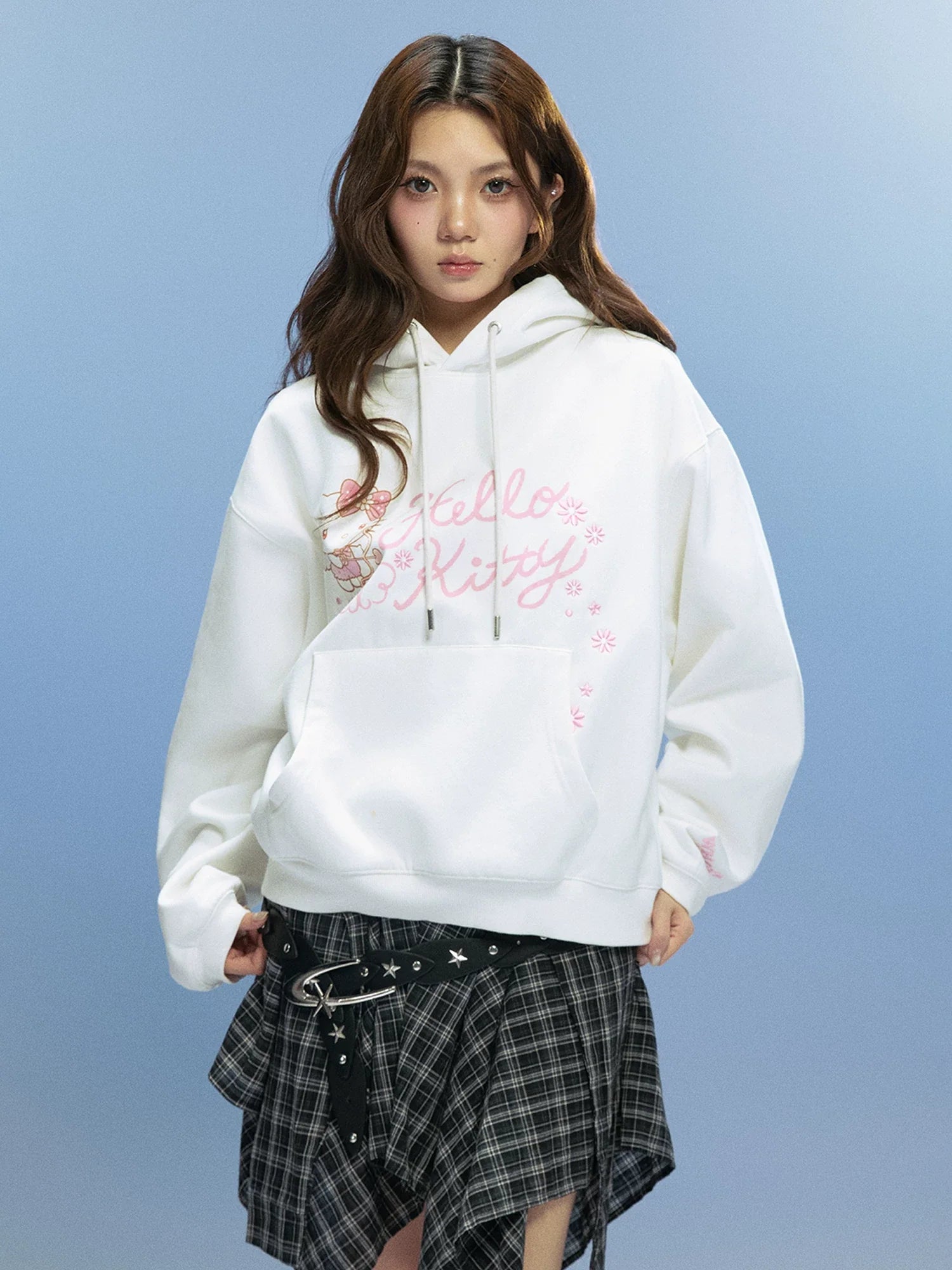 WHOOSIS Angel Embroidered Hooded Sweater