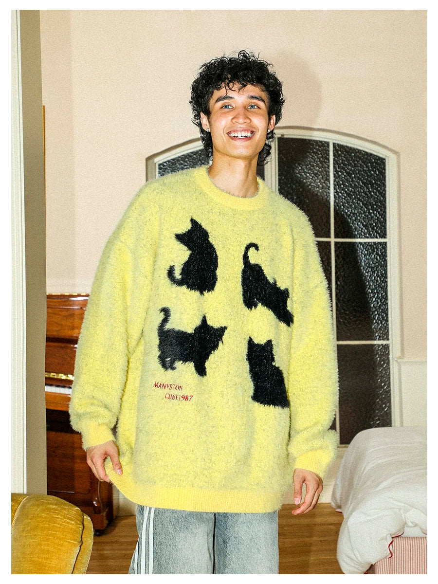 MANYSTON Cat Poses Sweater