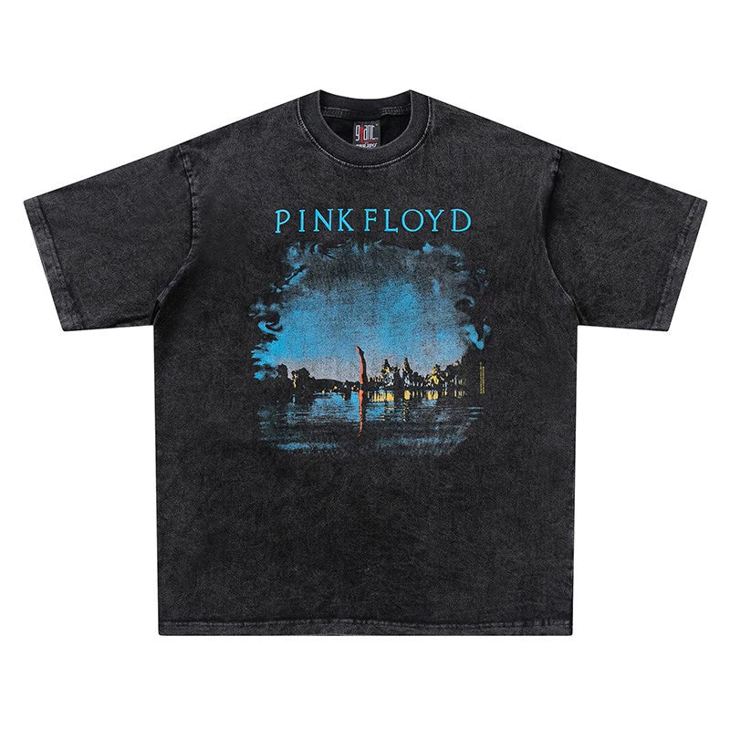 Heavyweight Washed Neptune Retro Band Distressed T-Shirt