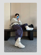 HANQIAORJI High-top German Training Shoes White Splicing Boxing Boots