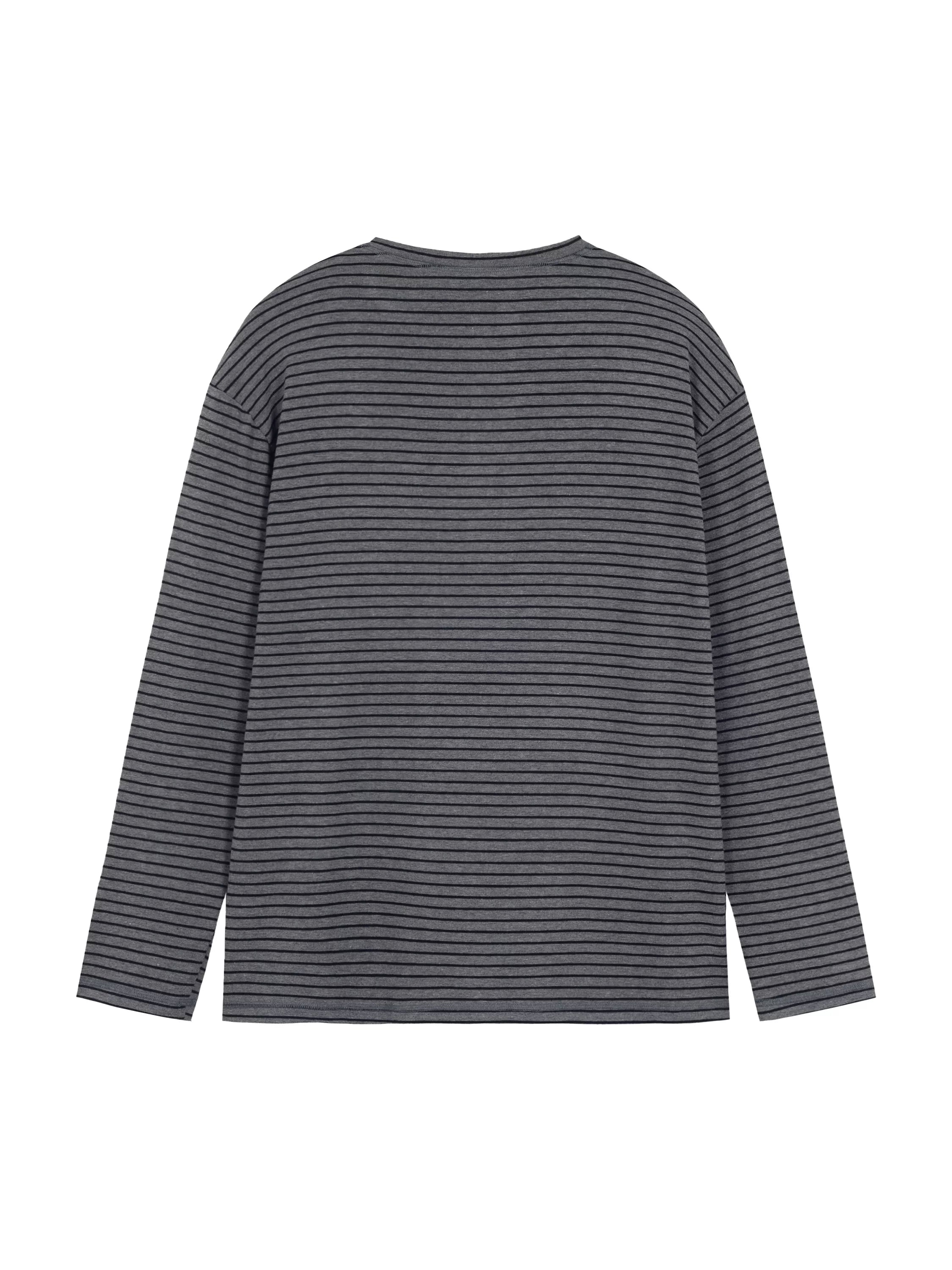 RECOLETA Tencel Striped Henley Long Sleeve Tee