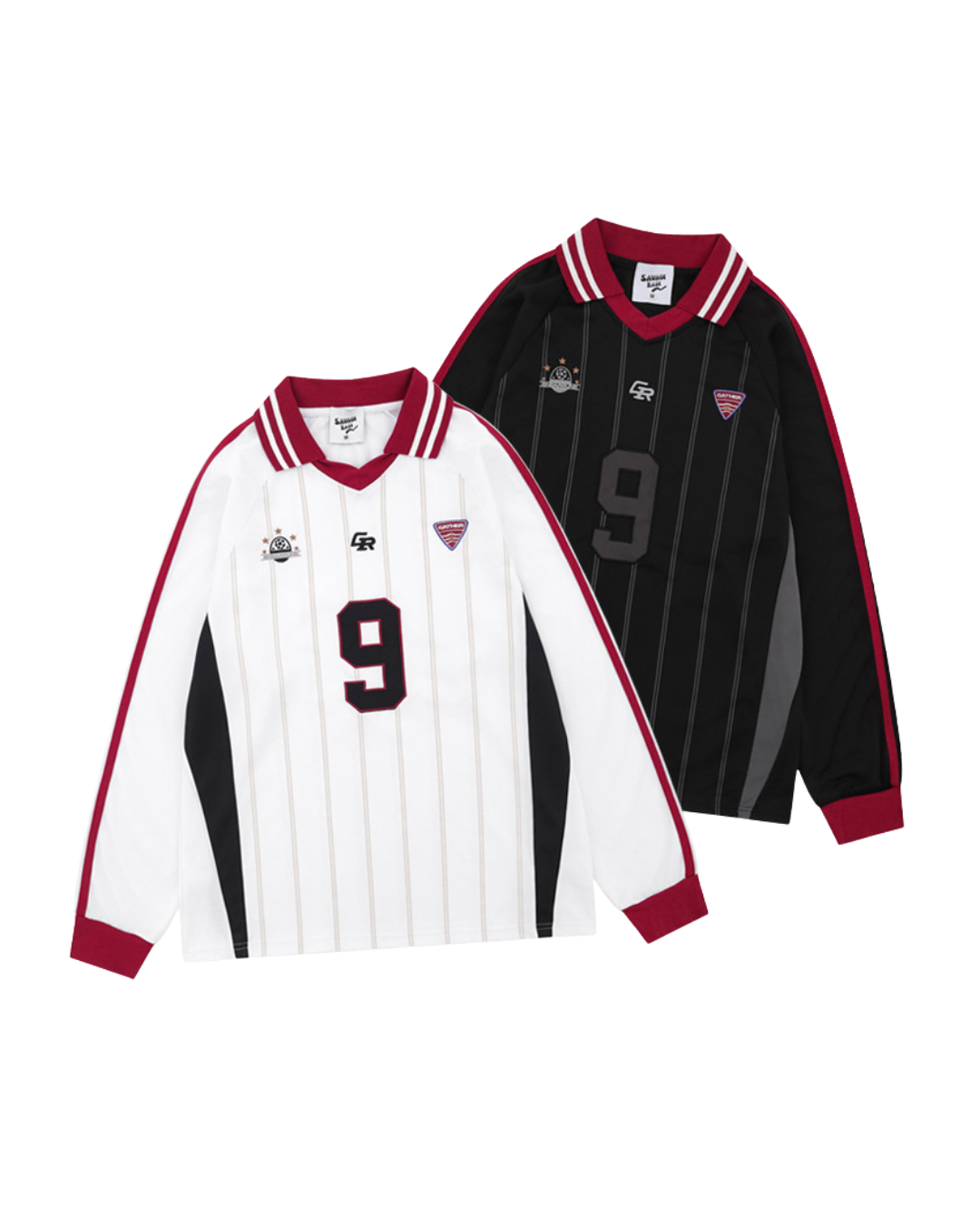 SAVAGEBASE American Vertical Striped Polo Long-Sleeve Jersey