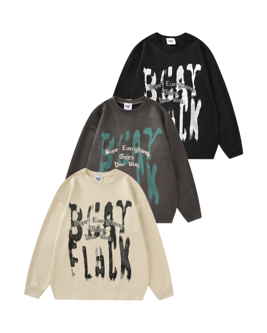 Vintage American Retro Graffiti Letter Suede Sweatshirt