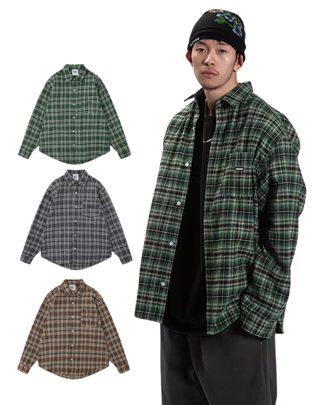 American Retro British Plaid Long-Sleeve Shirt