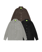 American Vertical Striped Textured Lapel Long-Sleeve Shirt